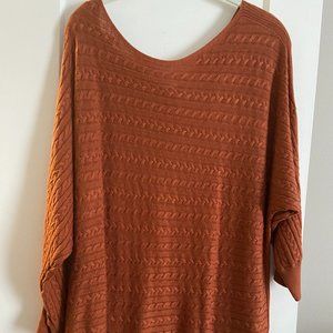 Market & Spruce Burnt Orange Reviera Cable Knit Dolman Pullover XXL